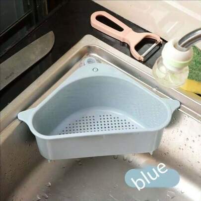 1pc Plastic Sink Drain Storage Rack, Grey Kitchen Caddy Sink Organizer For Kitchen,Kitchen Sink Triangle Drain Basket Suction Cup Type Washing Basin Filter Water Storage Rack Dishwasher Rag Storage Basket Triangle Kitchen Sink Suction Cup Drain Basket Plastic Storage Rack Blue