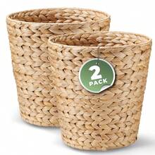 2-Pack Wicker Trash Cans, Wicker Waste Basket For Bathroom, Rattan Trash Can,23170918 - 亮橙色 - 查看 1