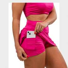 Shorts Skirt Butt Cover Fitness Gym With UV Protection 2 Hidden Pockets - Màu Hồng Tươi - Xem 4