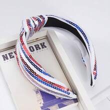 Ardorchid 4th Of July Headbands For Women Girls American Flag USA Independence Day Knotted Wide Headband Red White And Blue Sequin Patriotic Hairband Fourth Of July Head Band Hair Accessories Gifts{"Color_name":"4thofjulyheadband-FF"} - 多色23 - 查看 10