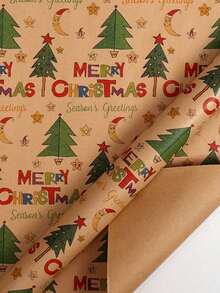 1pc 300x43cm Christmas Gift Wrapping Paper With Reindeer, Santa Claus, Christmas Tree Patterns, Gift Packaging Decoration Paper - Multicolor - View 14