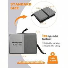 Cojn de asiento de avin porttil para mayor comodidad, almohadilla plegable para estadio con almohadilla de asiento de tela transpirable, perfecto para vuelos largos, oficina, campamento - Tamaño estándar - 15,7'' + Gris Oscuro - Ver 3