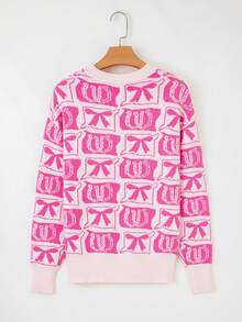 Acelitt 女士时尚宽松撞色西部风毛衣，冬季 - 彩色 - 查看 4