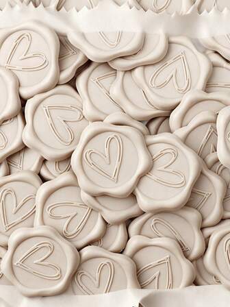 50pcs/Pack Heart Shaped Wax Seal Stickers, For Wedding Invitations, Party Invitations Decoration, Gift Wrapping, Scrapbooking Decoration