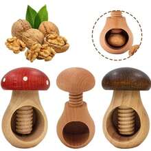 Wooden Mushroom Shaped Nutcracker Walnut Plier Multifunctional Walnut Opener Pecans Clip Easy Cracking Adjustable Nuts Tongs - Multicolor - View 6