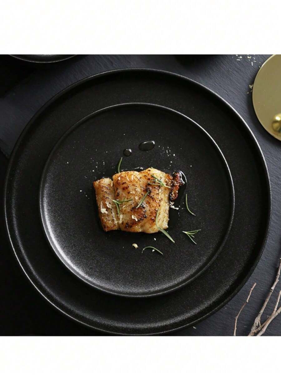 1/25pcs Reusable Ceramic Fruit Tray Plate, Gold Rim, Suitable For Family Gatherings, Outdoor Activities, Team Events, Cooking, Christmas