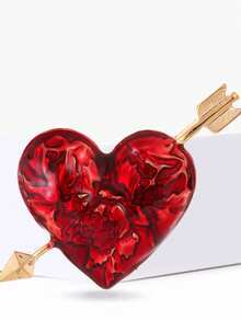 1pc Heart-Shaped Charm Brooch - Arrow-Through-Heart Teardrop Brooch, Fashion Style, Versatile, Suitable For All Occasions, Zinc Alloy Casual Necklace Pin Accessory Christmas Gift