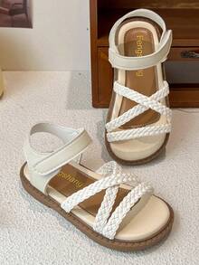 1 Pair Children's Woven Strap Sports Outdoor Sandals, Breathable And Durable, Won't Cause Foot Fatigue - Beige - View 8