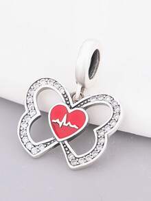 HuooNew 1 pieza de plata pura 925 con textura, forma de mariposa, sensación conmovedora, colgante de cuentas, joyería de plata, joyería para mujer, uso diario, unisex, regalo de cumpleaños, con circonita incrustada