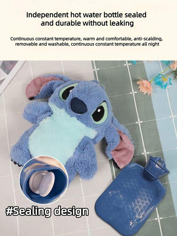 Stitch Hot Water Bottle, Stitch Winter Hand Warmer, Stitch Student Hot Water Bottle, Angel And Stitch Cartoon Hot Water Bottle, Suitable For Men And Women, Great Gift For Family And Friends On Birthday, Christmas, Valentine's Day, Mother's Day, Suitable For Home, Office, School, Dorm, Bedroom, Living Room