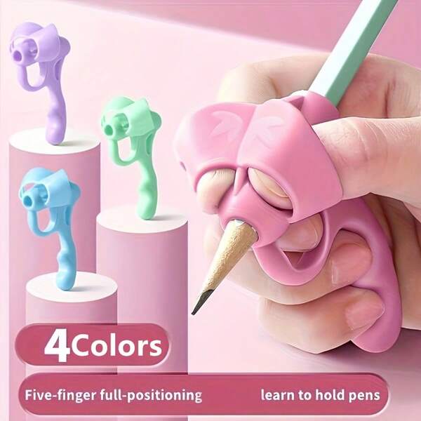 3 Packs 2PCS Silicone Pen Grip Corrector And 1PC Storage BoxSet, Writing Posture Aid Tool, Soft Rubber Handwriting Guide For Improved Ergonomics, Educational Tool,Back To School All Seasons Practice Aid