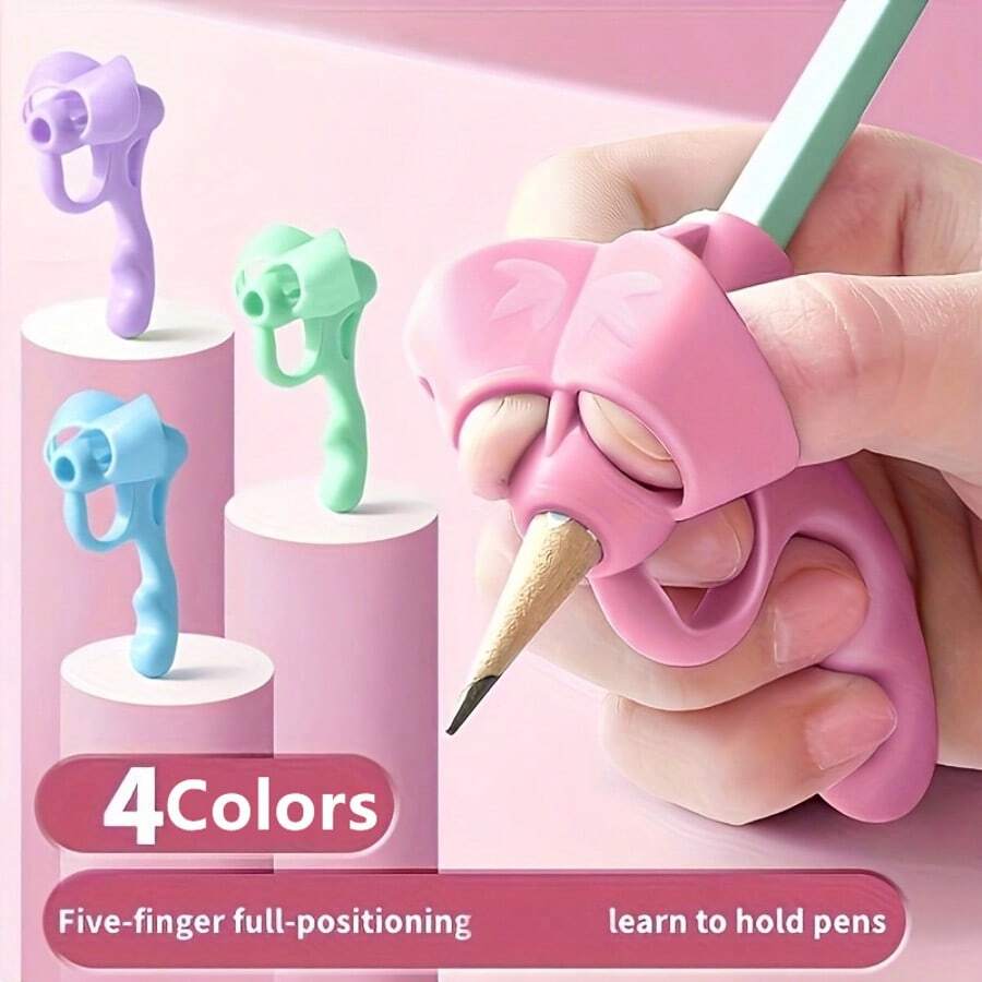 3 Packs 2PCS Silicone Pen Grip Corrector And 1PC Storage BoxSet, Writing Posture Aid Tool, Soft Rubber Handwriting Guide For Improved Ergonomics, Educational Tool,Back To School All Seasons Practice Aid
