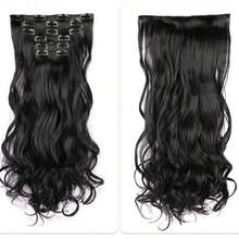 6-Piece Clip-In, Seamless, Long Wavy Hair Extension Set, 22 Inches, Colorful Hair Extensions, Synthetic Long Curls, 16 Clips For Added Volume (Halloween) - Multicolor - View 19