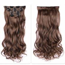 6-Piece Clip-In, Seamless, Long Wavy Hair Extension Set, 22 Inches, Colorful Hair Extensions, Synthetic Long Curls, 16 Clips For Added Volume (Halloween) - Multicolor - View 15