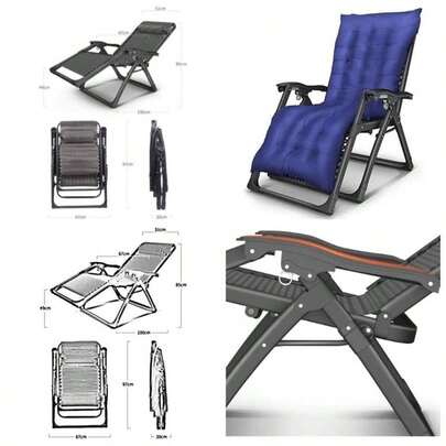 Adjustable Folding Lounge Chair - Outdoor Patio Recliner with Thick Cushion, Lounger Garden Relaxation