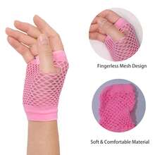 Fishnet Fingerless Gloves Mesh Arm Sleeves Fish Net Arm Sleeves EMO Gloves For Women In Theme Party Scene Accessories{"Size_name":"Short","Color_name":"#11-Pink(Short)"} - 多色22 - 查看 4
