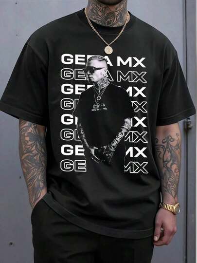 Camiseta con estampado de personajes Gera MX para hombre, camiseta informal de primavera y verano de manga corta y cuello redondo, cuello redondo, manga corta, 100% algodón, algodón grueso de 220 g.