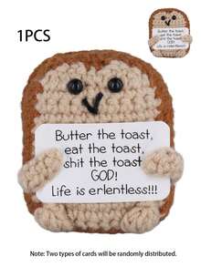 Handmade Penguin Gift, Funny Crocheted Penguin Pendant, Stress Relief Shark, Creative Crocheted Bee/Corn Ring Inspirational Decor Ornaments, Desk Decor, Motivational Card Included, Copper Keychain Pendant, Desk Decor Potted Plant, Vegetable, Positive Gift - Food Series - View 16