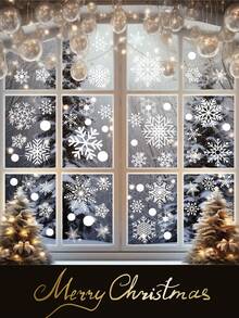 1/4/6pcs White Christmas Snowflake Window Decals, Static Cling Snowflake Stickers, Suitable For Christmas Decoration, Office Holiday Decor, Theme Party, Winter Theme Event And New Year Decoration - Multicolor - View 7