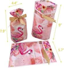 24pcs Treat Bags Party Favor Bags Flamingos Bags Plastic Gift Bags Drawstring Bags Candy Goodies Bags Gift Wrapping Package For Birthday Party Wedding Baby Shower Bridal Shower