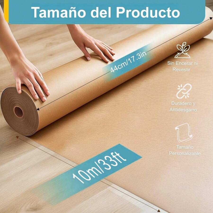 Rollo Papel Kraft 45cm x 1000cm, MNNHQ Papel Kraft Marrón para Envolver Regalos, Papel Envoltura Kraft Rollo para, Decoración, Paquete, Regalos Manualidades, Artesanía - 1 - Ver 1