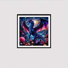 1 套 - 11x11 英寸/15.7x15.7 英寸全圆形钻石画 DIY 套件，书上有花卉图案的沉睡小黑龙，是初学者的理想礼物，家居墙面装饰，放松工艺套件 | 富有想象力的设计 | 龙工艺无框钻石画 1 套 - 彩色 - 查看 5