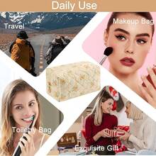 Makeup Bag Travel Cosmetic Bag For Women Girls, Zipper Make Up Pouch, Floral Flowers Toiletry Organizer Makeup, Portable Storage Bag, Cosmetic Travel Cloth Bag (Yellow Orange Flower){"Color_name":"B5YellowOrangeFlower"} - B5黃橙花 - 查看 7