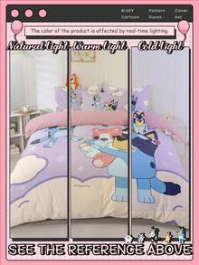 Bluey 2/3pcs Bruie Bedding Set, Bruie Bedding, Comfortable & Breathable Bedding Set, Skin-Friendly, Bruie & Cloud Pattern, Cartoon Style Duvet Cover Set, Soft & Pilling Resistant, Cute Home Textile, Cool-Toned Duvet Cover & Pillowcase Set, Comforter Not Included - Purple - View 7