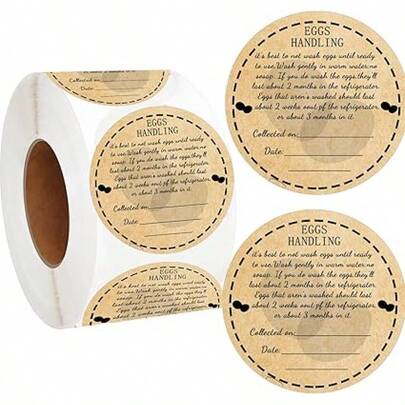 Farm Fresh Eggs Carton Labels Stickers 500Pcs Egg Care Writable Handling Stickers 2 Inch Unwashed Egg Farmers Market Packaging Decal Sign For Chicken Quail Farmhouse (Kraft)Carton Labels Stickers 500Pcs Egg Care Writable Handling Stickers 2 Inch Unwashed Egg Market Packaging Decal Sign For Chicken Quail Farmhouse (Kraft)