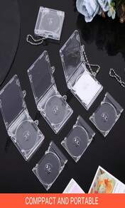 20 Pcs Mini Cd Keychain Album Cases Plastic Cd Cases Clear DVD Cover Bulk DVD Jewel Keyring Music Blank Mini Compact Disc Holder Pendant Personalized For DIY Backpack Hanging Decor Gifts - 白色 - 查看 3