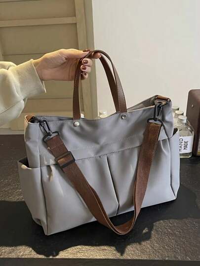 Bolsa De Ombro Feminina Elegante De Nylon Com Duas Bolsas De Viagem De Grande Capacidade