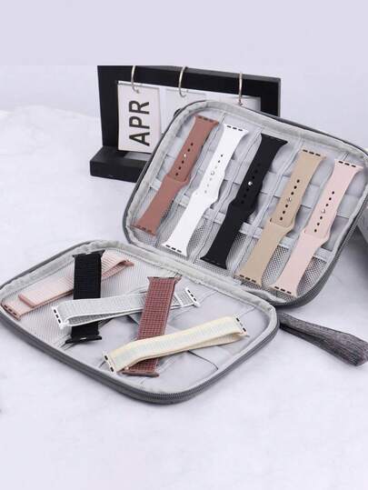 1pc Minimalist Solid Color Multifunctional Portable Travel Organizer Bag, EVA Digital Pouch For Earphones, Cables, Power Bank, Charger, Rectangular Box For Men & Women Travel Essentials, Electronic Accessories Storage Bag For Organizing USB Cables, Earphones, Pens, Power Bank And Other Travel Kits