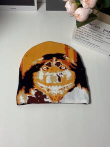 1顶万圣节僵尸幽灵图案针织帽，万圣节主题，男士冬季服装 - 彩色 - 查看 14