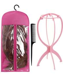 4PCS Wig Stand Kits - Wig Bags Storage With Hanger+Wig Stand, Wig Bags Storage With Hanger, Portable Collapsible Holder Durable Wig Display Tool Travel Stand For All Wigs - Multicolor - View 16