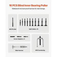 Blind Hole Bearing Puller Set, 16-In-1 Inner Bearing Race And Seal Extractor Kit, 16 PCS Slide Hammer Pilot Insert Inner Internal Bearing Removal Tool Set With 10 Split Collets And Counterstay - Set Of 16 Pieces - View 7