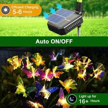 Solar Garden Light LED Solar Butterfly Light Outdoor Waterproof Swaying Light Butterfly Dual Modes For Garden Yard Patio Pathway - 暖白色 - 查看 3