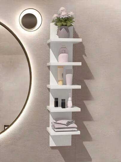 1pc 5-Tier Multifunctional Storage Rack, 2025 New Model, Easy To Install, Holds More Items, Suitable For Bedroom, Bathroom, Kitchen, Office, Living Room, Bookshelf, Great For Figurines, Decor, Bedroom Supplies, Room Decor, Autumn Decoration, Home Living, Christmas, Christmas Decor, Wall Decor, Home Decor. (High-Quality PVC Material, Non-Wooden, Waterproof And Easy To Clean)