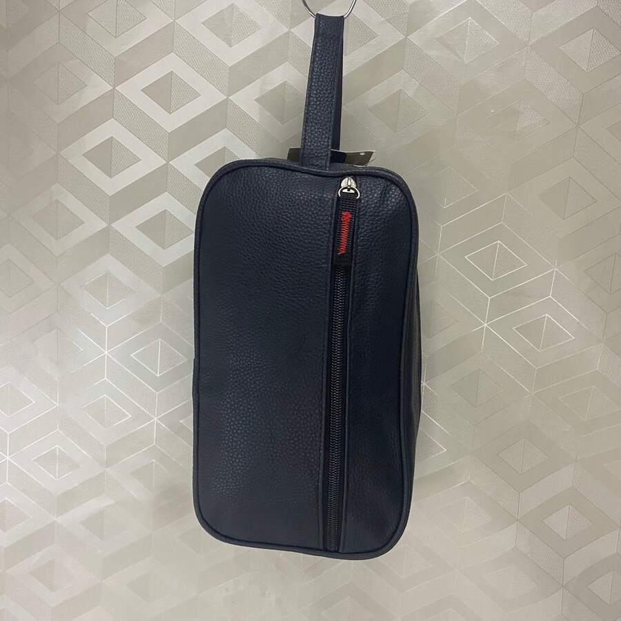 Waterproof Leather Toiletry Bag WT765-3 - 黑色 - 查看 1