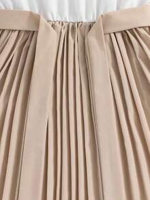 Children's Pleated Dress For Church Events, Ages 2 To 14 - Beige - View 5