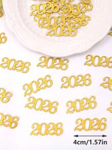100 viên kim tuyến vàng sáng bóng 2026, thích hợp cho đám cưới năm 2026, lễ kỷ niệm, tốt nghiệp, lễ nghỉ hưu, trang trí tưởng niệm năm 2026, giáng sinh, năm mới 2026, bàn mùa đông, phòng, quà tặng, trang trí rải rác - Vàng - Xem 3