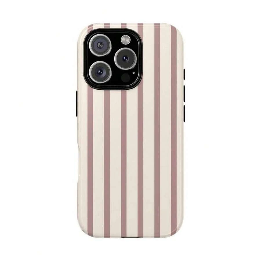 Lazy Pink STRIPES Phone Case Cute Aesthetic Preppy Dusty Pink Stripe Phone Case Phone Case For IPhone 16 15 14 13 12 11 - 混色 - 查看 1