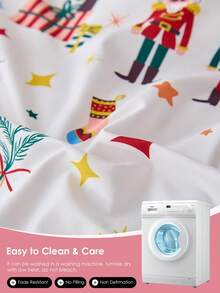 Juego de funda nórdica con estampado de árbol de Navidad y renos (1 funda nórdica + 1/2 funda de almohada, sin relleno), decoración navideña elegante, funda de cama esencial para dormitorio y residencia, certificado Oeko-Tex