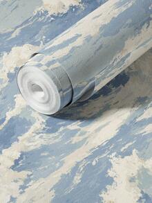 ihomeli 17.7英寸 x 9.8英尺 可移除蓝色波浪图案自粘壁纸，无缝海洋波浪纹理，防水墙面装饰，家居装饰，房间装饰 - 彩色 - 查看 13