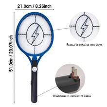 Rechargeable Electronic Mosquito Racket, Fly Killer, Electronic Mosquito Repellent For Home And Outdoor Use, Rechargeable Electric Mosquito Racket, 3500V High Voltage, Three-Layer Protective Net, Durable. Portable For Home Use, Ideal For Patio - Blue Light - View 10