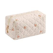 Makeup Bag Travel Cosmetic Bag For Women Girls, Zipper Make Up Pouch, Floral Flowers Toiletry Organizer Makeup, Portable Storage Bag, Cosmetic Travel Cloth Bag (White Small Flower){"Color_name":"A9WhiteSmallFlower"} - A9白色小花 - 查看 1