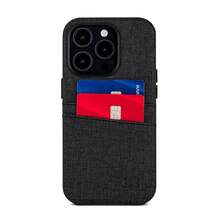 Card Case For  14 Pro With Built-In Metal Plate For Magnetic Mounting & 2 Card Holder Pockets: Luxe M2 Wallet, Canvas Style Synthetic Leather ( 14 Pro, Black){"Size_name":"14Pro","Color_name":"Black"} - 多色15 - 查看 10