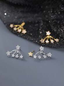 1 Coppia Di Orecchini Di Lusso Da Donna Con Quattro Artigli E Stella A Cinque Punte Decorati Con Zirconi Cubici Scintillanti - Ipoallergenici, Adatti Per La Vita Quotidiana, Feste E Festività, Ideali Come Regalo Di Natale E Capodanno (Colori E Stili Casuali)