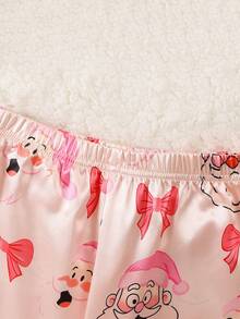 Christmas Party & Home Wear Long Sleeve Top And Pants Set For Girls - Pink - View 6