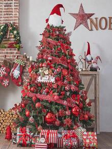 24pcs/Red Large Hanging Christmas Ornaments - Christmas Tree Decorations Shatterproof Hanging Balls Suitable For Christmas, Birthdays, Weddings, Winter Parties Hanging Decor Set - Multicolor - View 7