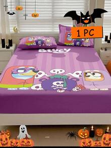 Bluey万圣节数码印花床单，Bluey床上用品，床垫保护套，床罩，床笠，秋季装饰，舒适家纺，透气防起球床垫保护套，柔软亲肤，奶奶女巫图案，卡通图案床罩，Bluey家居装饰，柔软舒适的卧室床上用品 - 彩色 - 查看 2